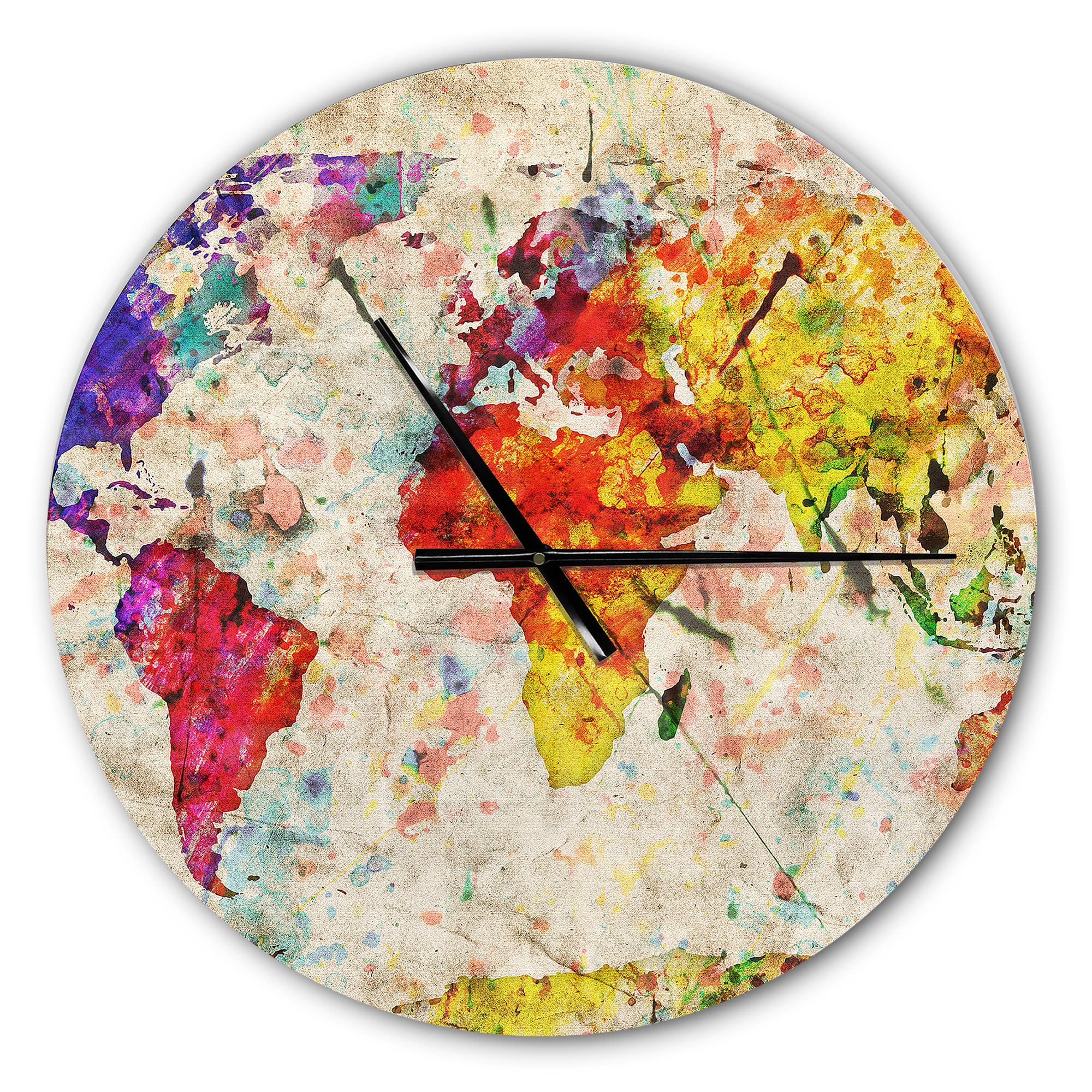 Designart 'Vintage World Map Watercolor Modern Wall Clock